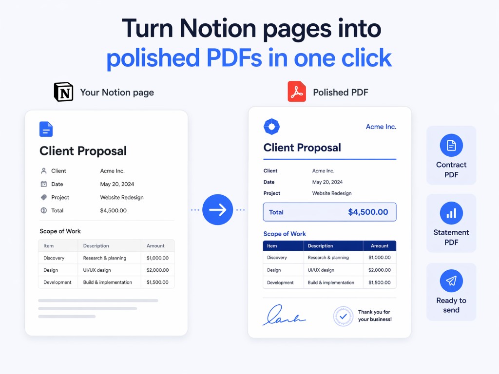 Print Notion demo: Export Notion to PDF in one click